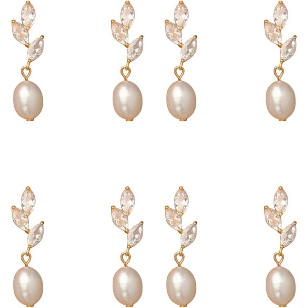 Dainty Pearl Earrings Women Gold Drop Stud Bridesmaid Wedding Jewelry